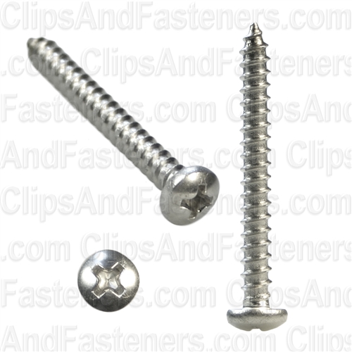 6 X 1 1/4 Phillips Pan Head Tap Screw 18-8