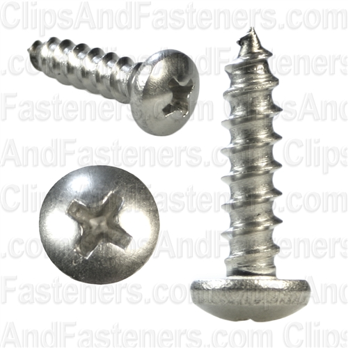 10 X 3/4 Phillips Pan Head Tap Screw 18-8