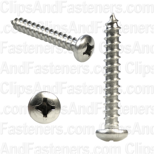 12 X 1-1/2 Phillips Pan Head Tap Screw 18-8