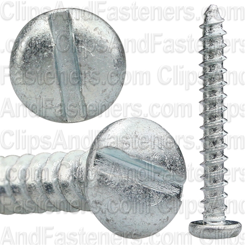 #10 X 1-1/2" Zinc Slotted Pan Head Tapping Screws