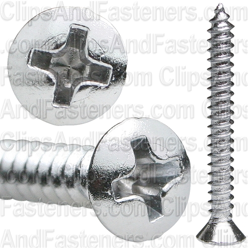 Phillips Oval Head Tap Screw 6 X 1 1/4 Chrome