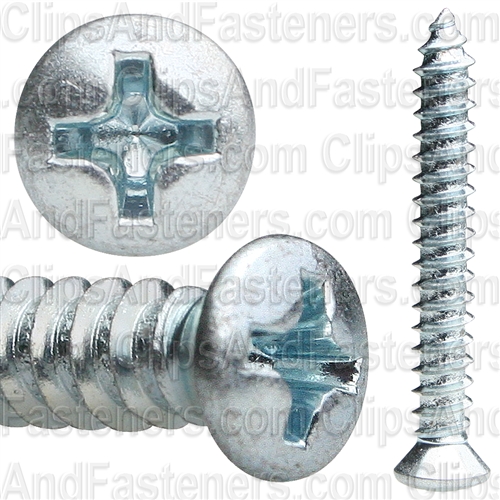 Phillips Oval Tap Screw #8 X 1-1/4 Zinc #6 Head