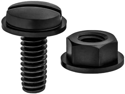 Black Nylon Lic. Plate Screw & Nut 1/4-20 X 5/8