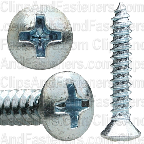 #8 X 1 Phillips Oval Head Tap Screw Zinc