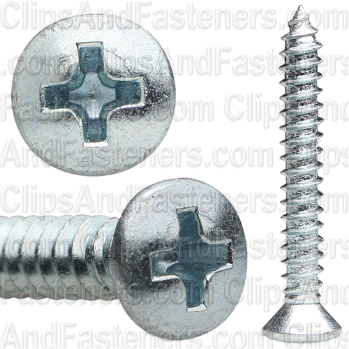 #8 X 1-1/4 Phillips Oval Head Tap Screw Zinc