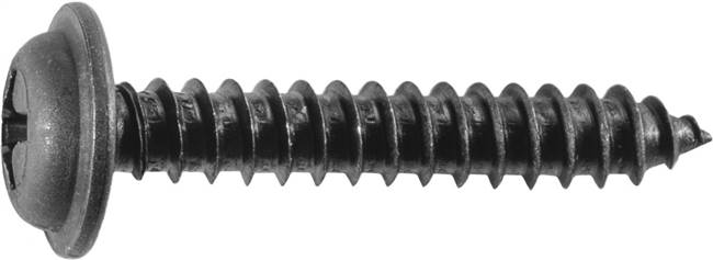 Phillips Flat Top Washer Head Tapping Screw #8 x 1" - Black