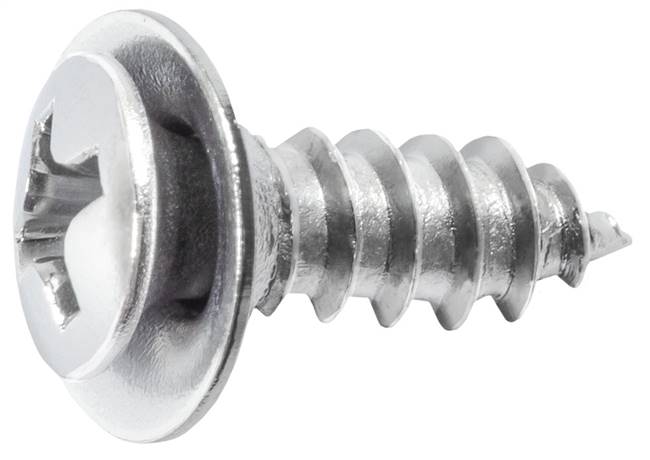 #8 x 1/2" Phillips Oval Head Sems Flush Washer Tapping Screw - Chrome