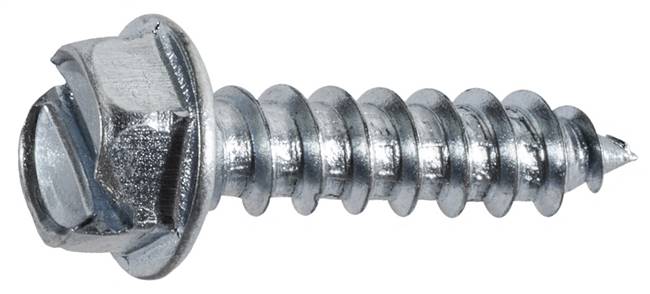 #14 X 1" Slotted Hex Washer Head Tapping Screw  - Zinc Finish
