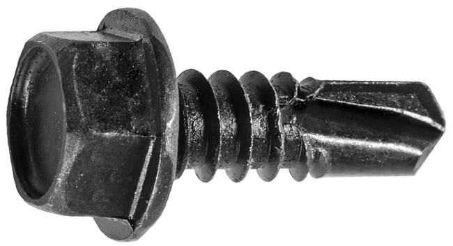 #14 X 3/4" Hex Washer Head Tapping Screw w/ TEK Point - Black Finish