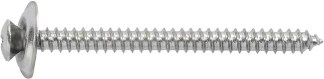 #8 x 2" Phillips Oval Head Countersunk Tapping Screw with Washer - Chrome Finish