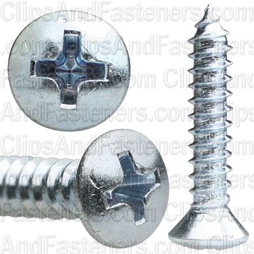 #10 X 1 Phillips Oval Head Tap Screw Zinc