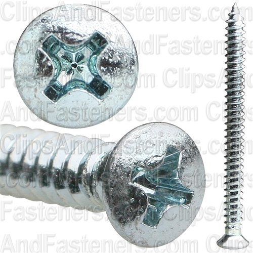 8 X 2 #6 Head Phillips Oval Head Tap Screw Zinc