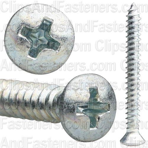 10 X 1 3/4 Phillips Oval #8 Hd Tap Screw Zinc