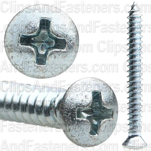 8 X 1 1/2 #6 Hd Phillips Oval Head Tap Screw Zinc