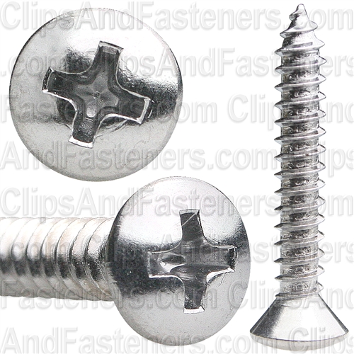 10 X 1 1/4 Phillips Oval Hd Tap Screw Chrome