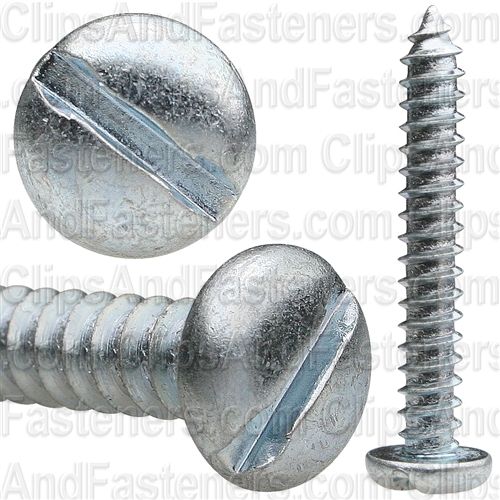 #12 X 1-1/2" Zinc Slotted Pan Head Tapping Screws