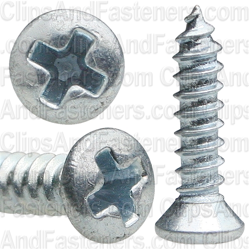 4 X 1/2 Phillips Oval Head Tap Screw Zinc