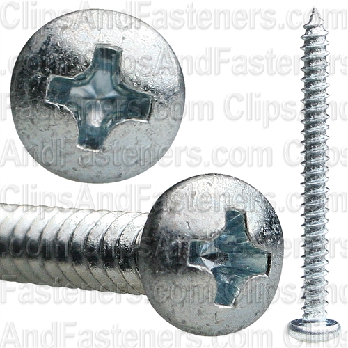 6 X 1 1/2 Phillips Pan Head Tap Screw Zinc