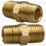 Brass Hex Nipple 1/4 Thread A 1/4 Thread B