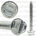 8 X 1 1/4 Slotted Hex Washer Head Tap Screw Zinc