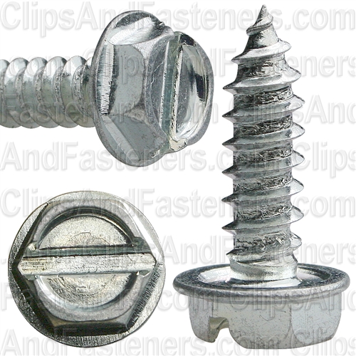 10 X 5/8 Slotted Hex Washer Head Tap Screw Zinc