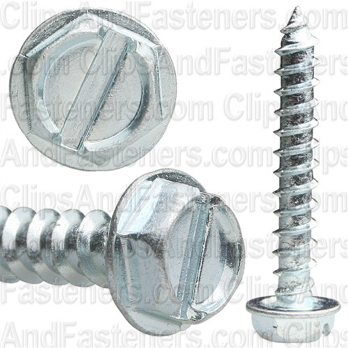 10 X 1 1/4 Slotted Hex Washer Head Tap Screw Zinc
