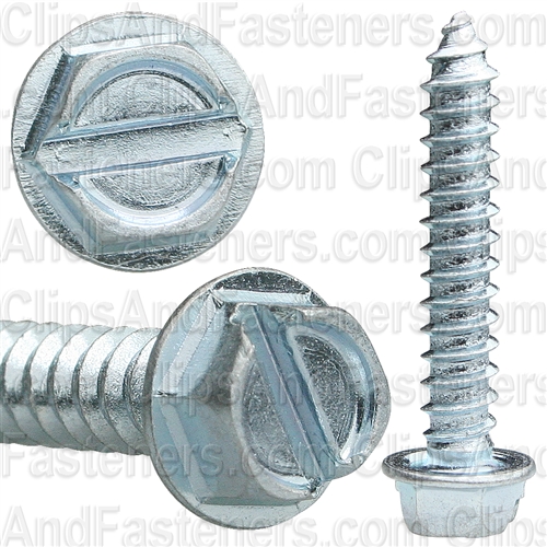 12 X 1 1/4 Slotted Hex Washer Head Tap Screw Zinc