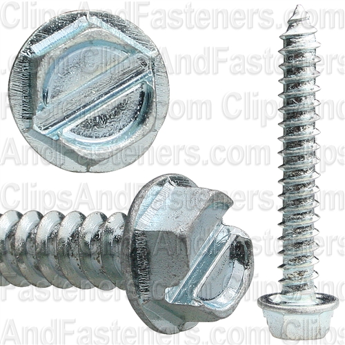 12 X 1 1/2 Slotted Hex Washer Head Tap Screw Zinc