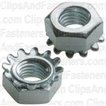 1/4"-28 Hex Keps Lock Washer & Nut Zinc