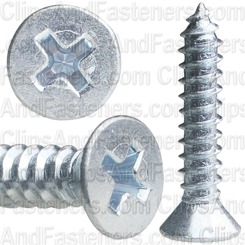 #10 X 1" Phillips Flat Head Tap Screw Zinc