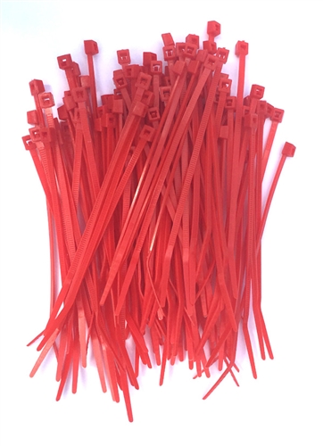 100 4" Red Nylon Wire Cable Ties 18 Lbs