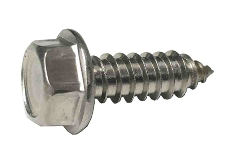 #14 X 3/4 Hex Washer Head License Plate Screw 18-8 Stainless