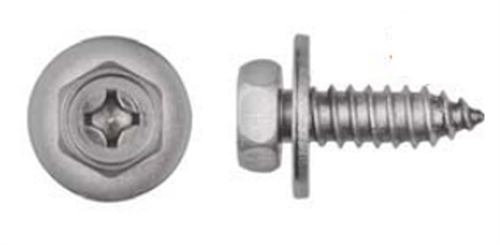 Stainless Steel Phillips Hex Head License Plate Screws