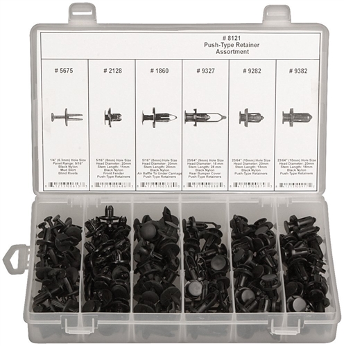 175 Piece Black Nylon Push-Type Retainer Assortment