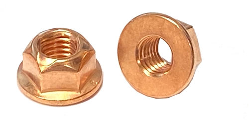 M8-1.25 Flange Exhaust Lock Nut Copper Plated 13mm Hex