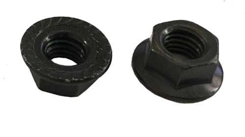 25 M 8 - 1.25 JIS Hex Flange Nut - Small O.D., with Serrations, Class 10 Black Zinc. JIS B 1190