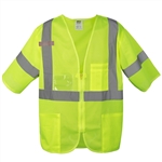 Cordova Class 3 Safety Vest, Lime, Mesh, Zipper V3001