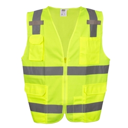 Cordova Class 2 Safety Vest, Hi-Vis Lime, Pockets VS281P