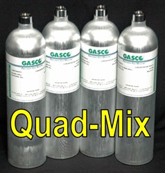Gasco Calibration Gas, 4 Gas Mix (LEL/O2/CO/H2S)