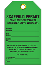 Scaffold Inspection Tags, Grommets, SPT3