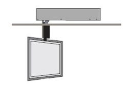 100 inch display Motorized Flip Down ceiling mount with 12 inch downward Travel 180 Deg Swivel left and right 261 lb capacity, Programmable