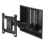 Recessed in wall box kit for large 55 in to 90in flat panels. The brackets has a .6 inch depth collapsed and extends 22inches from wall