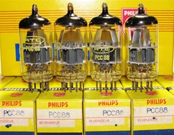 Brand Spanking New, MINT NOS NIB 1970 Amperex/Philips PCC88 7DJ8 A-Frame Dimple Disc Getter Tubes with RTC Label and Philips Box. DJH 43A3 or 43C3 *Heerlen Holland Production Date Codes (first letter 4xxxx, 4=delta or left triangle for Heerlen Plant).