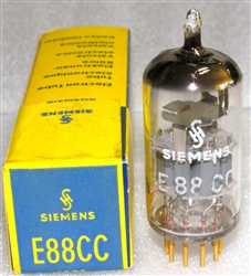 Brand Spanking New,  Single Tube MINT NIB NOS 1960s Siemens & Halske E88CC 6922 Halo Getter with GRAY Risers. METAL STAMP DATE Code A2 6K. Munich production, Made in Germany.
