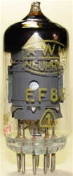 Lightly used like new 1958 RWN Neuhaus EF86 with Foil Getter. Made in E. Germany.  In white boxes from bulk.That flashing pattern with wedge shape is result of inclined foil getter.