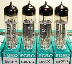 Brand New, MINT NOS NIB 1975 production Tungsram E80CC Tubes with ERGO Label. Made in Hungary. All tubes from the same batch. Non-corrosive alloy pins. Tungsram made some of the finer tubes in Eastern Europe due to its exposure to subsidiaries in Gt. Brit