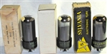Brand Spanking NEW, Single Tubes MINT NOS NIB Sylvania 1950s-60s 6V6GT Black Plate Black Glass Chrome Dome. Made in USA. Very desirable early Sylvania production.