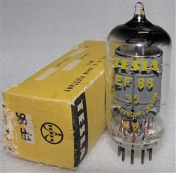 Brand New MINT NOS NIB 1967 Production ORIGINAL NOS TESLA EF86 Square Getter tubes. From the old Czechoslovakia (currently Czech Republic). Tube internals seem to be sourced from RFT with evacuation in Tesla glass bottle. Box is tattered but the tube