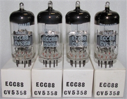Brand New in Box, Matsushita Japan ECC88 6DJ8 tubes WITH BRIMAR CV5358 LABEL. Made with Mullard Tooling by Matsushita in Japan, these ECC88/6DJ8 tubes are far better than current production ECC88/6DJ8 and a lot of Mid Tier NOS tubes.
