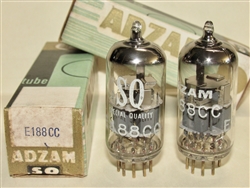 Brand Spanking New, M. Pair MINT NOS NIB 1968 Amperex/Philips E188CC 7308 SQ - Special Quality Gold Pin Tubes - ADZAM Label. These are more desirable than the American made Amperex 7308 tubes. Rated for 10,000 hours. Same Etched Date and Batch Code